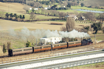 Fototapeta na wymiar Italian steam locomotive