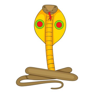 Cobra snake icon, cartoon style