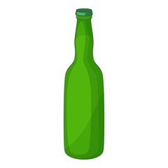 Green bottle icon, cartoon style