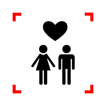 Family symbol with heart. Husband and wife are kept each other`s