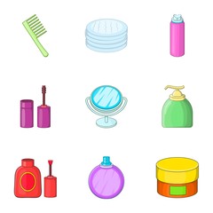 Personal care icons set, cartoon style