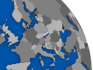 Slovakia and its flag on globe