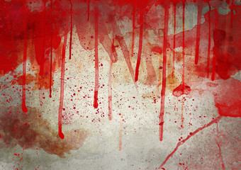 Grungy wall with a dripping blood stains