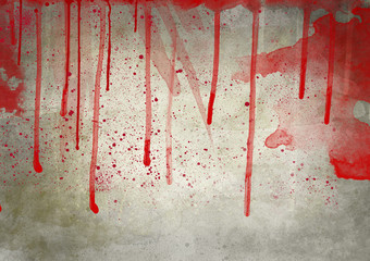 Grungy wall with a dripping blood stains