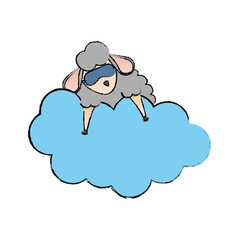 Sheep sleeping cartoon icon vector illustration graphic design