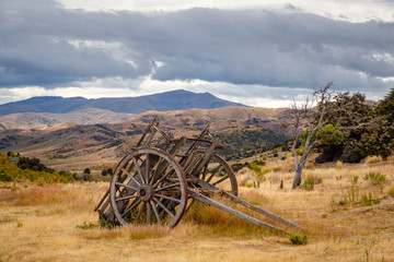 Fototapeta premium Remains of old miners abandoned town, Bendigo, New Zealand