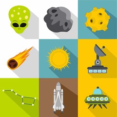 Cosmos icons set, flat style