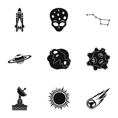 Outer space icons set, simple style