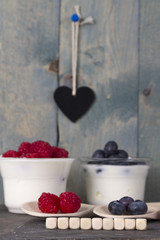 fruit yogurt with blueberry and raspberry