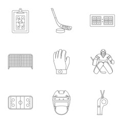 Ice fight icons set, outline style