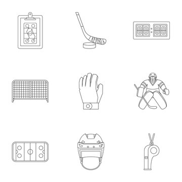 Ice fight icons set, outline style