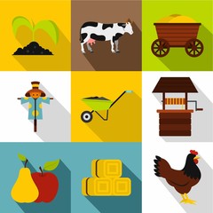 Estate icons set, flat style