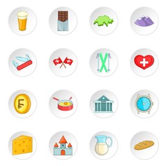 Switzerland travel icons set