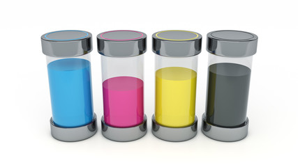 concept cmyk print cartridge, 3d Rendering