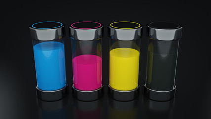 concept cmyk print cartridge, 3d Rendering