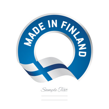 Made in Finland flag blue color label button logo icon banner