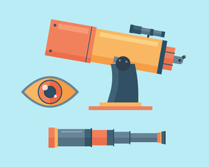 Telescope for astronomy science space discovery instrument vector illustration.