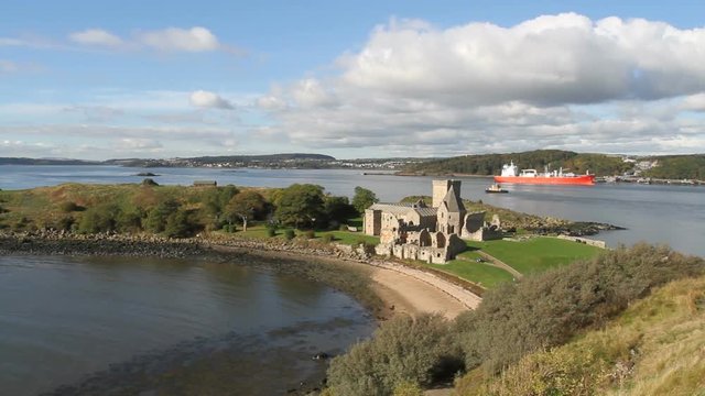 Elevated view of Inchcolm Abbey Scotland