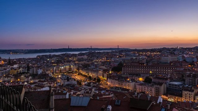 Wonderful sunset turning into night above Lisbon - Portugal
