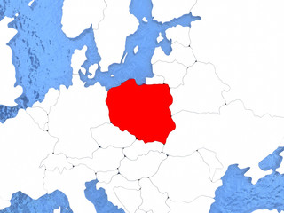 Obraz premium Poland on globe