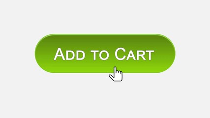 Add to cart web interface button clicked with mouse cursor, different colors