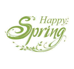 Happy Spring. Vector lettering template for design.