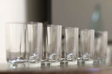 Row of glasses close up