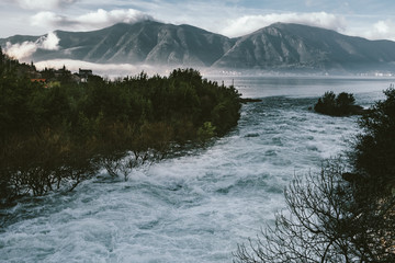 Fototapeta premium Ljuta river delta in Bay of Kotor in spring time