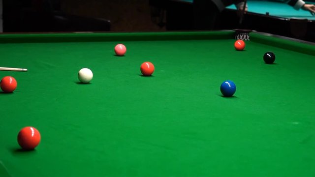 A Snooker Player Hitting The Ball And Misses It Slow Motion