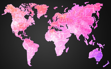 World Map Abstract Pink