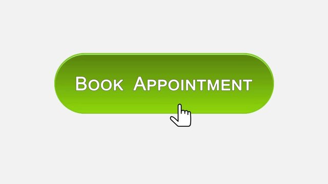 Book appointment web interface button clicked with mouse, different color choice