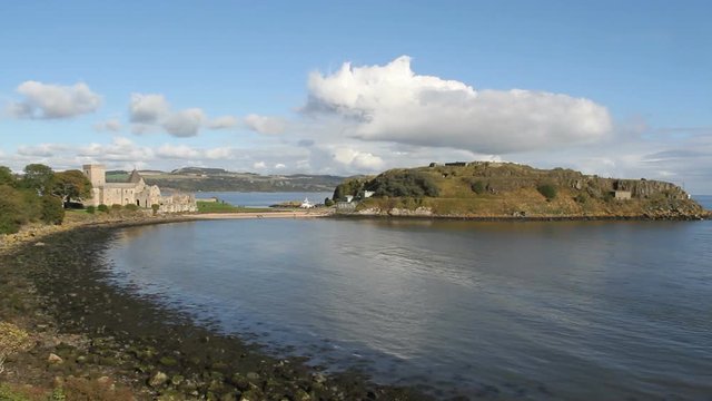 Beach and Inchcolm Abbey Scotland
