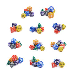 Pile of polyhedral dices isolated