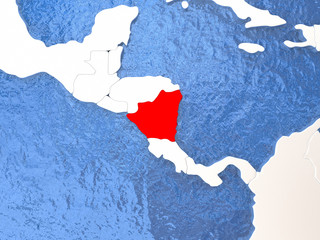 Nicaragua on globe