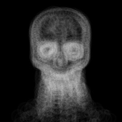 Abstract skull from smoke on dark background. Vector illustration.