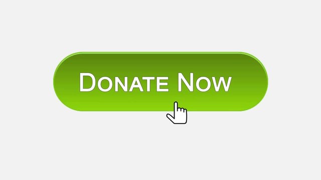 Donate now web interface button clicked with mouse, different color choice