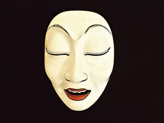 Abstract woman mask digital illustration. Woman face sleepy and relaxed