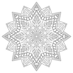 Vector mandala. Flower ornament. Hand drawn element. For coloring, print, poster, background, brochure, invite card.