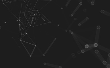 Abstract polygonal space low poly dark background, 3d rendering