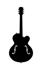 Jazz Guitar Silhouette. Vector Illustration Of A No Name, No Brand, Imaginary Jazz Guitar Silhouette