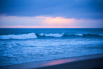 Fototapeta premium waves and a clearing storm at Hendry's Beach, Santa Barbara, California