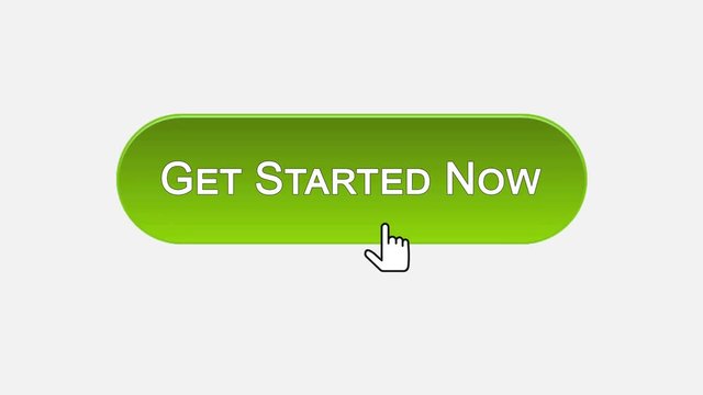 Get started now web interface button clicked with mouse, different color choice