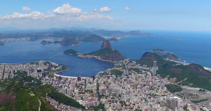 Aerial view of Botafogo Bay and Sugarloaf Mountain, Rio de Janeiro, Brazil