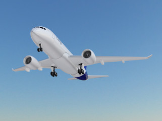 Fototapeta na wymiar Cargo airplane flying in the sky. 3D rendering image.