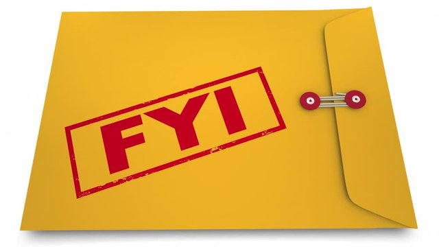 For Your Information FYI Yellow Envelope 3d Animation