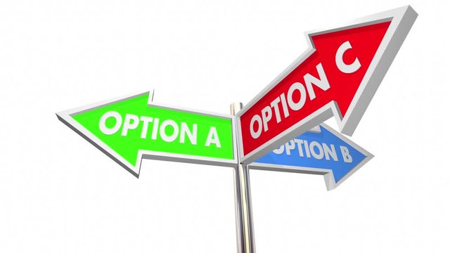 Option A B C Choices Decide Best Way 3 Street Signs 3d Animation