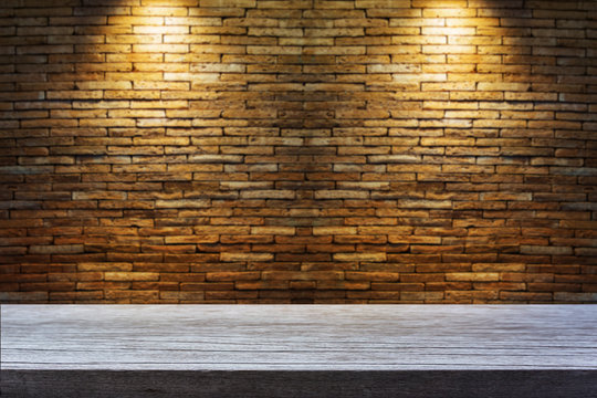 Spotlight at wall brick wall texture background