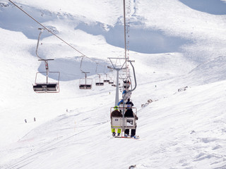 Fototapeta na wymiar Ski lift in Kalavrita ski center