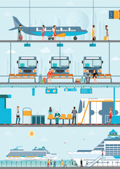 Fototapeta premium Set of public passenger transport .