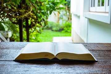 old book on wood table